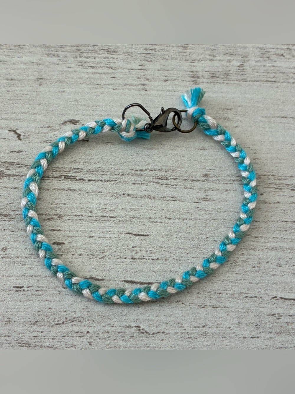 Handbraided Bracelet in Teal and Silver